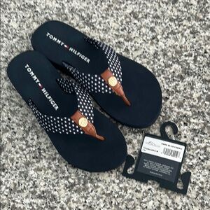 Tommy Hilfiger Navy and White Flip Flops